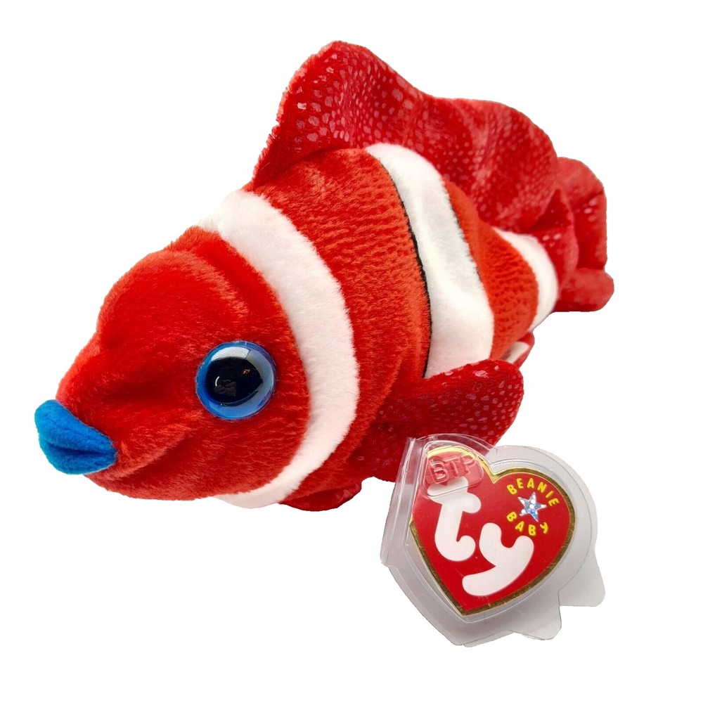 TY Beanie Baby - JESTER the Clownfish Plush (8 inch) - MWMT's Stuffed Animal Toy